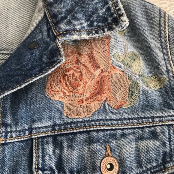 NWOT Vintage DenimJacket with Lrge Back Embroidery - Picture 3 of 13